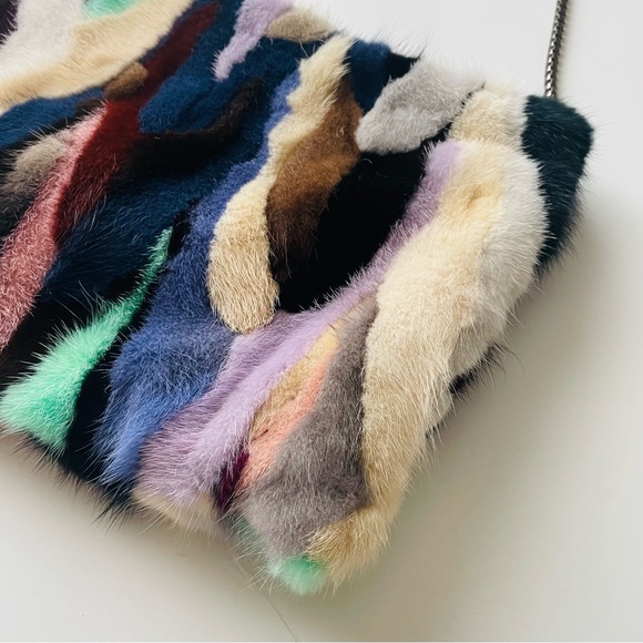 Real Mink Fur Crossbody Bag Rainbow Color - Picture 8 of 15
